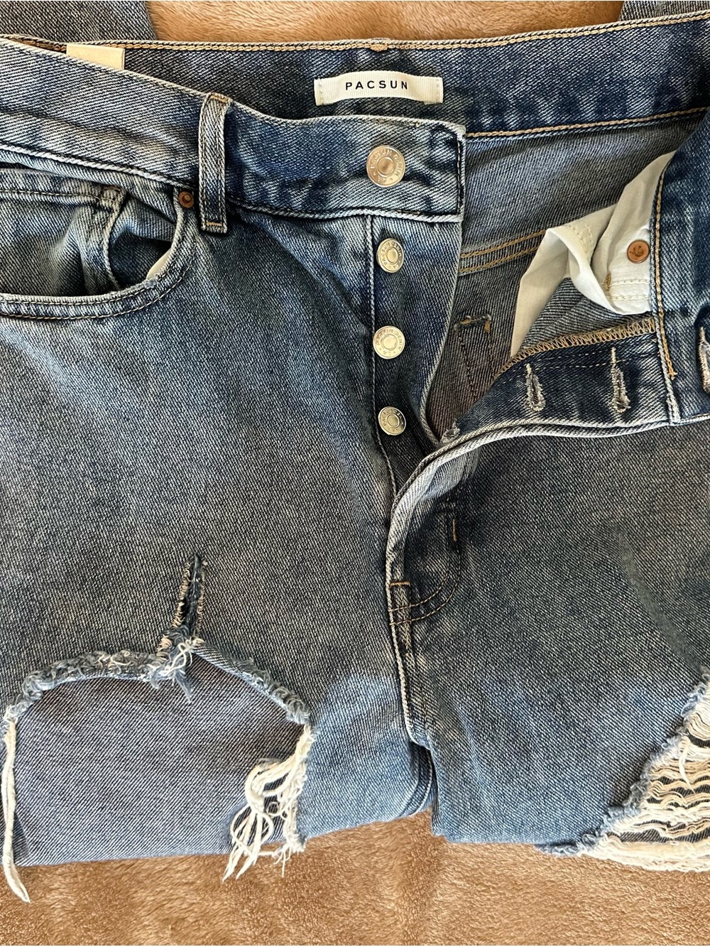 PacSun Ultra High Rise Slim Jeans 26 Distressed Ripped Button Fly - Picture 3 of 7